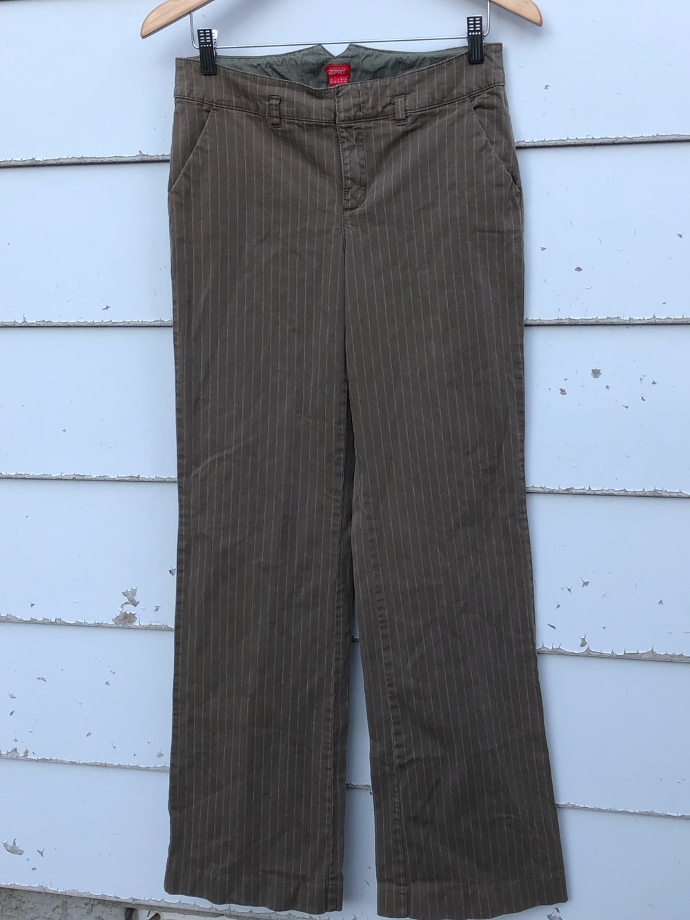 Y2K Low Rise Esprit Mushroom Brown Pinstripe Trousers